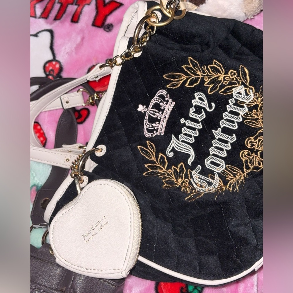 Juicy Couture Black and White Shoulder Bag with Chain Strap
